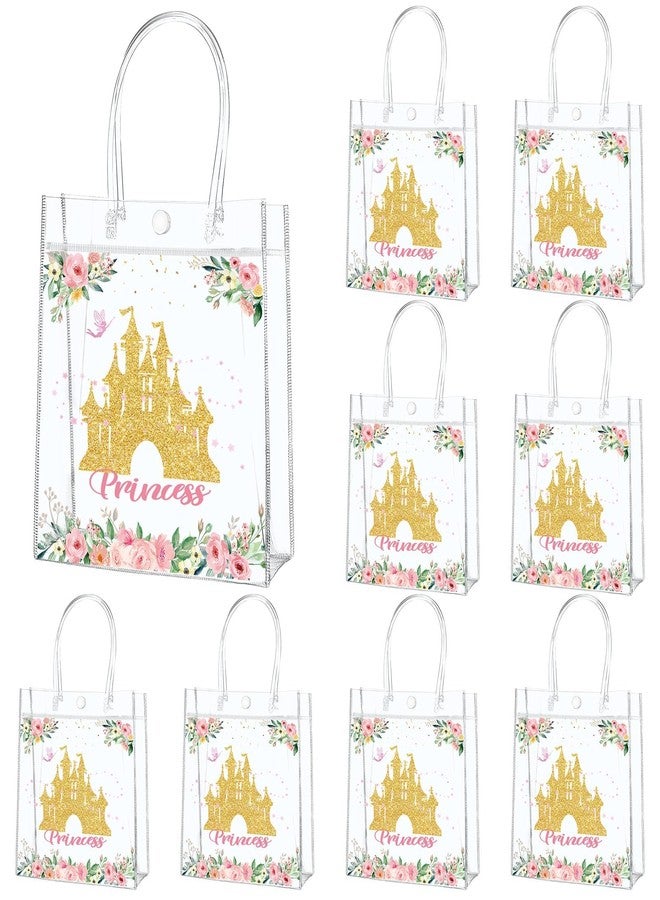 Oitnlaughter 24Pcs Princess Birthday Party Favor Bags PVC Gift Snacks Bag With Handle 5.9 x 2.8 x 6.3 Inches Castle Floral Fairy Princess Theme Treat Candy Goodies Plastic Bag for Birthday Baby Shower Supplies - Image 1